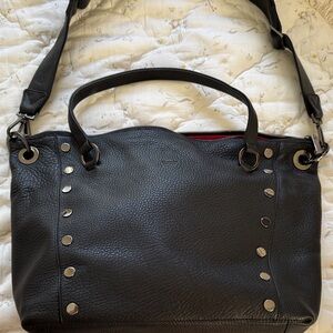 Hammitt Black Leather Shoulder Bag with Silver Accents